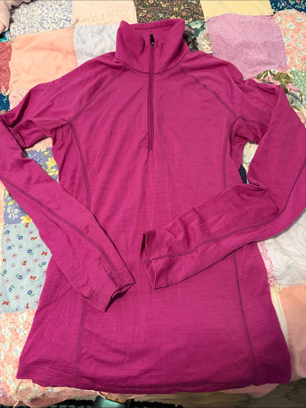 Icebreaker Sz S 150 Zone Merino Pink 1/2 Zip Long Sleeves Base Layer Shirt